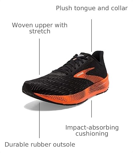 Brooks Men's Hyperion Tempo Road Running Shoe - Black/Flame/Grey - 8.5 Medium