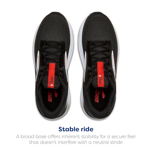 Brooks Men’s Ghost Max 2 Neutral Running & Walking Shoe - Black/White/Fiery Red - 11.5 Medium