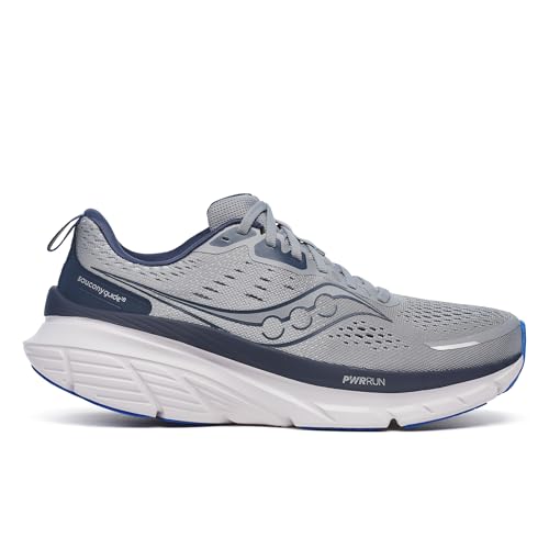 Saucony Men's Guide 18 Sneaker, Flint/Navy, 12.5 Wide