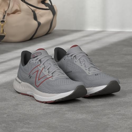 New Balance Men's Fresh Foam X 880v13 Running Shoe Aluminum Grey/Crimson/Black 8 Wide