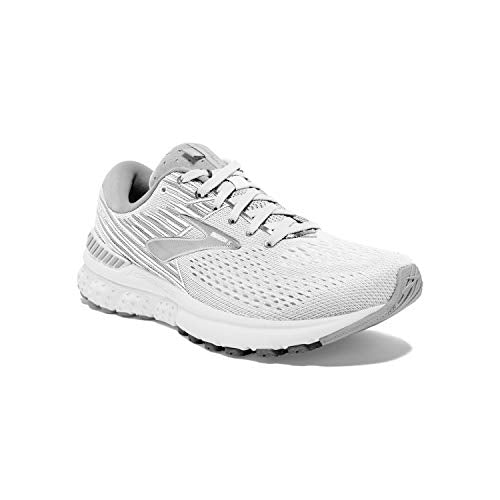 Brooks Womens Adrenaline GTS 19 Running Shoe - White/White/Grey - D - 10.5