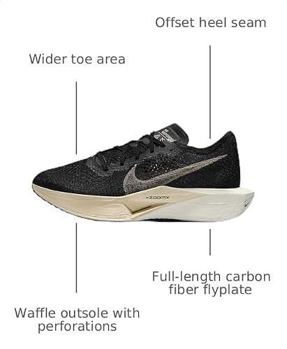 Nike Vaporfly 3 Men's Road Racing Shoes (DV4129-001, Black/Black/Oatmeal/Metallic Gold Grain) Size 7