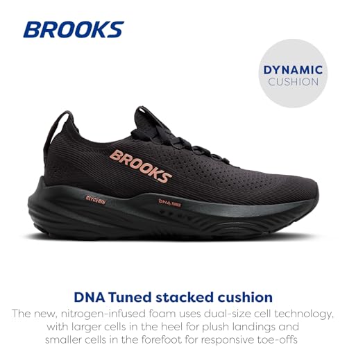 Brooks Women’s Glycerin Stealthfit 22 Neutral Running Shoe - Black/Grey/Rose Gold - 8.5 Medium