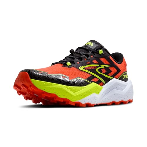 Brooks Men’s Caldera 7 Trail Running Shoe - Cherry Tomato/Phantom/Lime - 9 Medium
