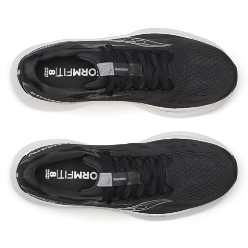 Saucony Men's Ride 18 Sneaker, Black/White, 12 Wide