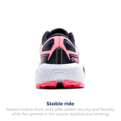 Brooks Women’s Caldera 7 Trail Running Shoe - Pink/Peacoat/Sunny Lime - 8 Medium