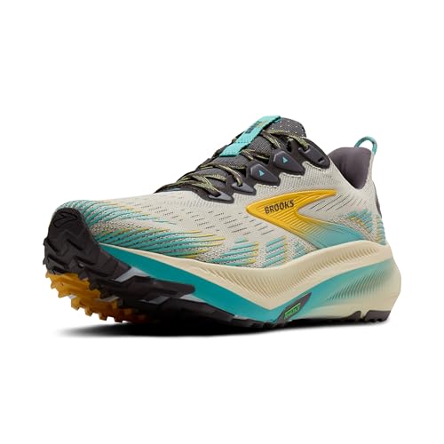 Brooks Men's Ghost Trail, Off-Road Running Shoe for Rugged Terrain - Bleached Sand/Rabbit/Bluefish - 9 Medium