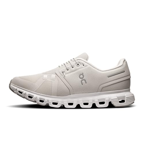 On Women's Cloud 6 Sneakers, Pearl/White, 9 Medium US
