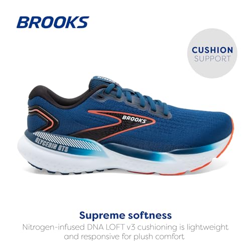 Brooks Men's Glycerin GTS 21 Supportive Running Shoe - Blue Opal/Black/Nasturtium - 10 Wide