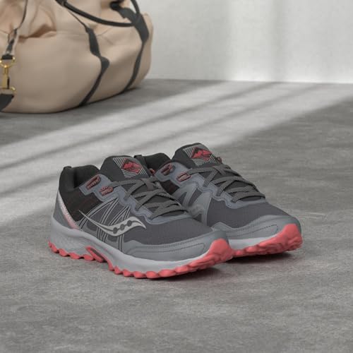 Saucony Women's Excursion TR14 Trail Running Shoe, Charcoal/Coral, 7.5