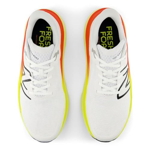 New Balance Men's Fresh Foam X Kaiha Road V1 Running Shoe, White/Black/Neo Flame, 12