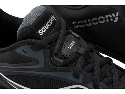Saucony Women's Omni St 23 Sneaker, Black/Silver, 8.5