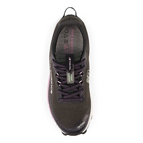 New Balance Women's FuelCell Summit Unknown V4 Trail Running Shoe, Blacktop/Green Aura, 8.5 M