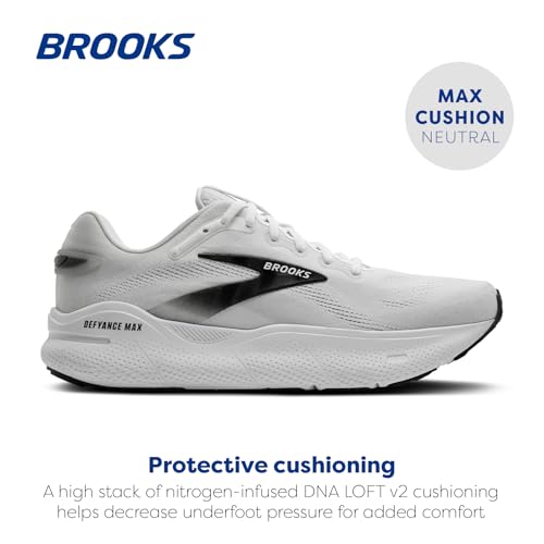 Brooks Men's Defyance Max Neutral Running & Walking Shoe - Bright White/Oyster/Black - 12 Medium