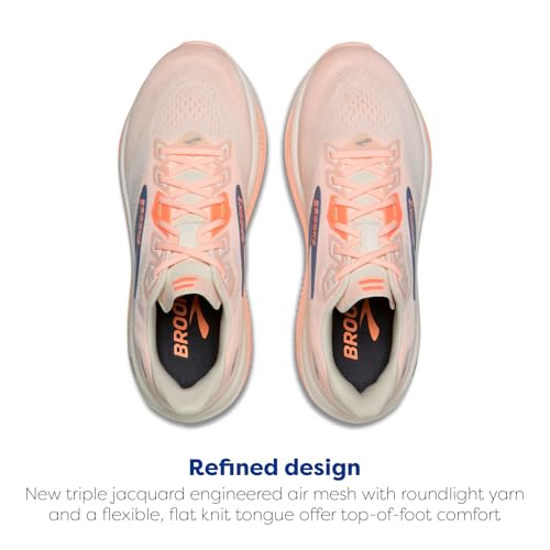 Brooks Women’s Ghost 18 Neutral Running & Walking Shoe - Star White/Cyber Peach/Grey - 8.5 Wide