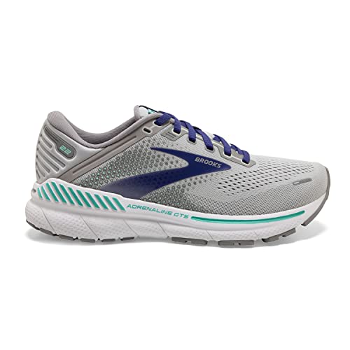 Brooks Women's Adrenaline GTS 22 Supportive Running Shoe - Alloy/Blue/Green - 6 Narrow