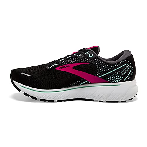 Brooks Women's Ghost 14 Neutral Running Shoe - Black/Pink/Yucca - 5 Medium