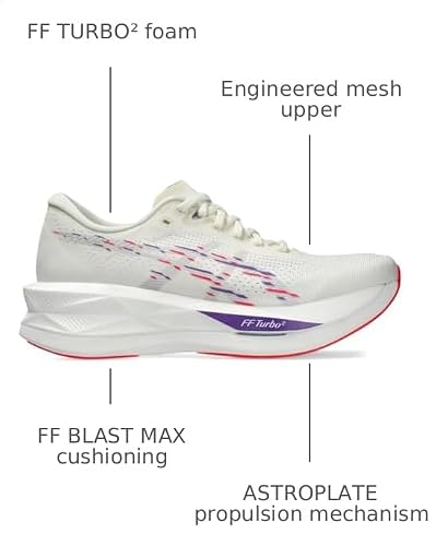 ASICS Women's SONICBLAST Running Shoes, 10, Cream/Blue Fade