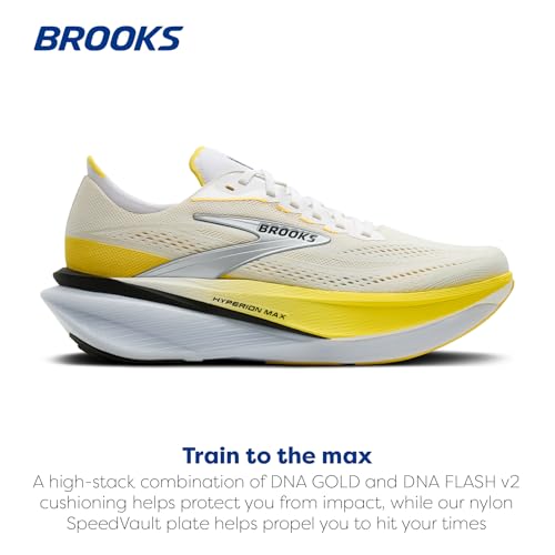 Brooks Men’s Hyperion Max 4 Neutral Running Shoe - White/Cyber Yellow/Black - 12.5 Medium