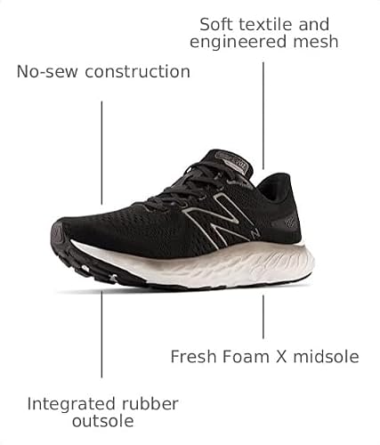 New Balance Men's Fresh Foam X EVOZ V3 Running Shoe, Black/Silver Metallic, 8.5 Wide