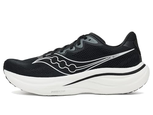 Saucony Men's Ride 19 Sneaker, Black/Silver, 9.5