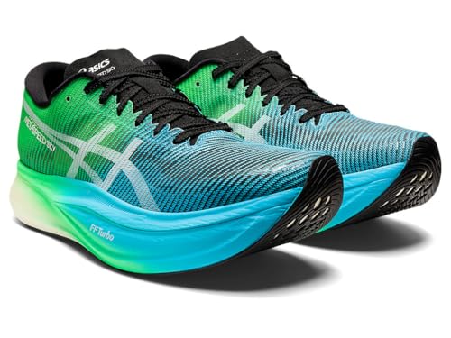 ASICS Unisex METASPEED Sky+ Running Shoes, 13M / 14.5W, Black/NEW Leaf