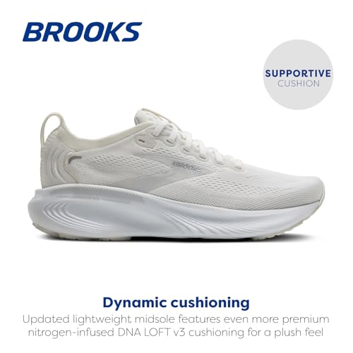 Brooks Women’s Adrenaline GTS 25 Supportive Running & Walking Shoe - White/White/Silver - 9 Medium