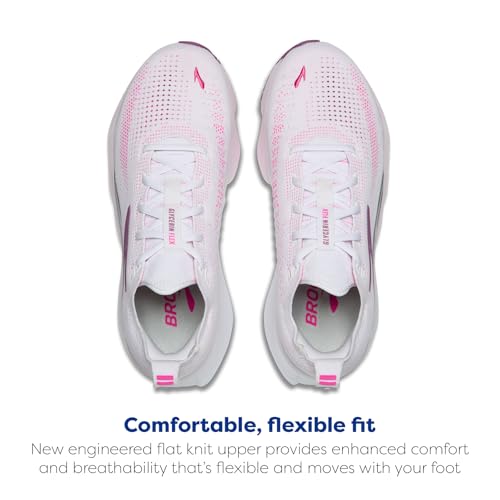 Brooks Women’s Glycerin Flex Neutral Running & Walking Shoe - White/Cyber Pink/Argyle - 12 Medium - alternate view 4