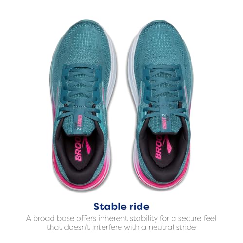 Brooks Women’s Ghost Max 2 Neutral Running & Walking Shoe - Storm Blue/Knockout Pink/Aqua - 7.5 Medium