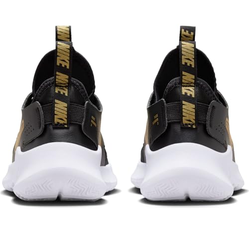 Nike Flex Runner 3 Little Kids' Shoes (FN1449-006, Black/White/Metallic Gold) Size 9