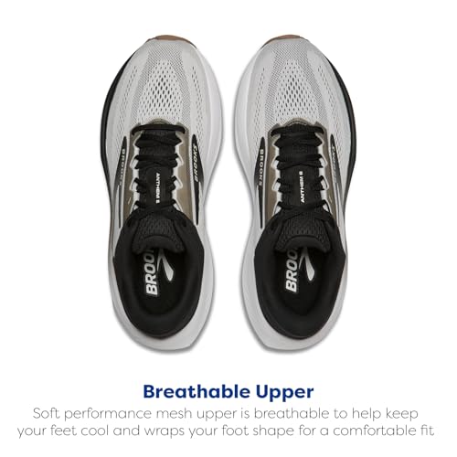 Brooks Men’s Anthem 8 Neutral Running Shoe - White/Black/Tan - 8 Wide