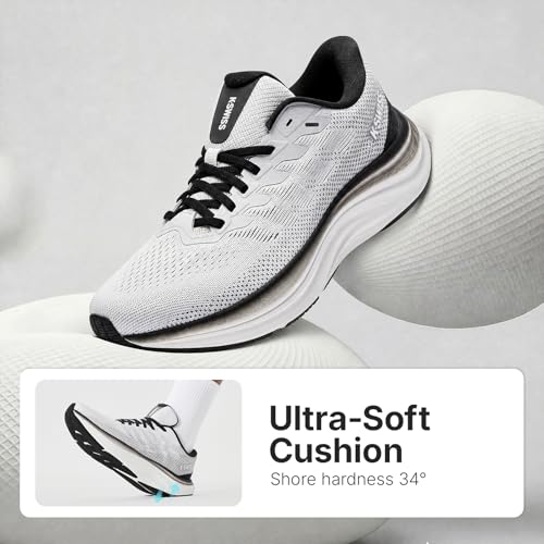 K-Swiss Men's Shadx Running Shoe - Cushioned Wide Lightweight Comfort Shoe Gym Walking Sneakers, White/Black 10