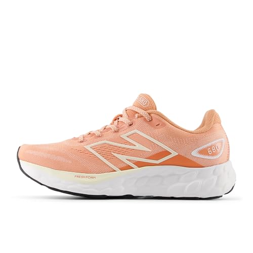 New Balance Women's Fresh Foam 680 V8 Running Shoe, Peach Nectar/White/Permafrost, 8 M