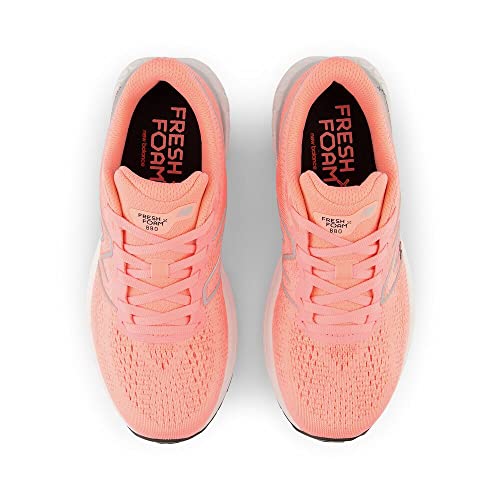 New Balance Kid's Fresh Foam X 880 V12 Lace-Up Running Shoe, Grapefruit/Metallic Silver, 6 M Big Kid