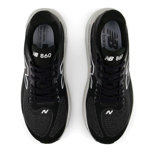 New Balance Men's Fresh Foam X 860 V15 Running Shoe, Black/Nb 103 White, 10