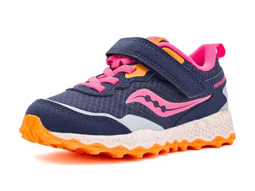 Saucony Peregrine Shield KDZ A/C Sneakers (Little Big Kid), Navy/Pink, 1 US Unisex
