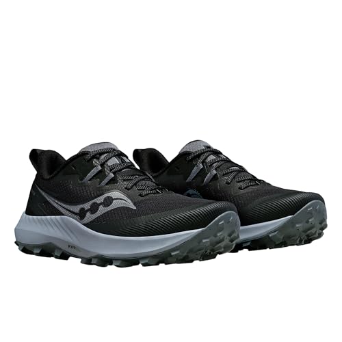 Saucony Women's Peregrine 14 Sneaker, Black/Carbon, 8