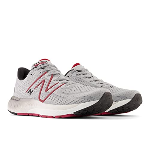 New Balance Men's Fresh Foam X 880v13 Running Shoe Aluminum Grey/Crimson/Black 8 Wide