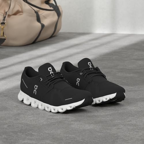 On-Women's Women's Cloud 5 Sneakers, Black/White, 8.5 Medium US