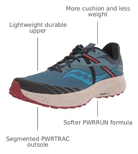 Saucony Men's Ride 15 Tr Trail Running Shoe, Deep Sea/Lava, 12