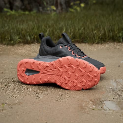 adidas Men's Terrex Tracefinder 2 Climaproof Trail Running, Black/Black/Semi Impact Orange, 12