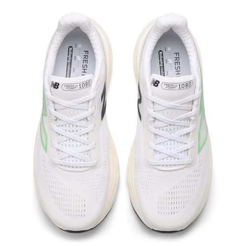 New Balance Men's Fresh Foam X 1080 V14 Running Shoe, Nb 103 White/Lime Leaf/Angora, 10 M