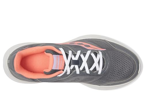 Saucony Women's Cohesion 18 Sneaker, Carbon/Salmo, 9 Wide