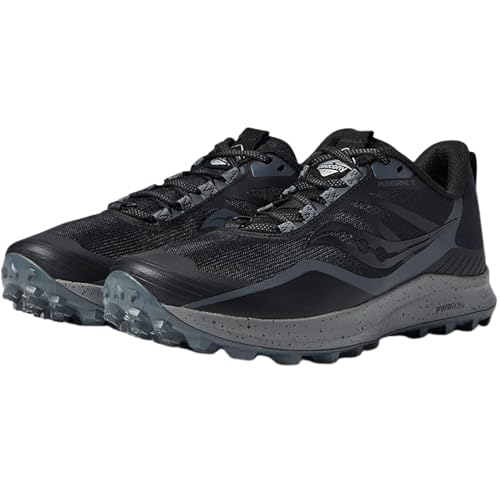 Saucony Women's Peregrine 12 Running Shoe, Black/Charcoal, 7.5 US
