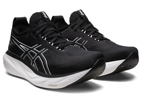 ASICS Men's Gel-Nimbus 25 Running Shoes, 12.5, Black/Pure Silver