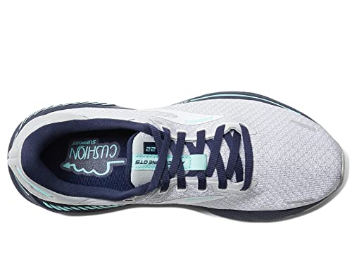 Brooks Women's Adrenaline GTS 22 Supportive Running Shoe - Grey/Peacoat/Aruba - 10.5 Medium