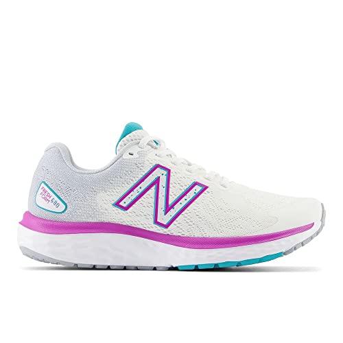 New Balance Women's Fresh Foam 680 V7 Running Shoe, White/Quartz Grey/Virtual Blue, 8.5 M