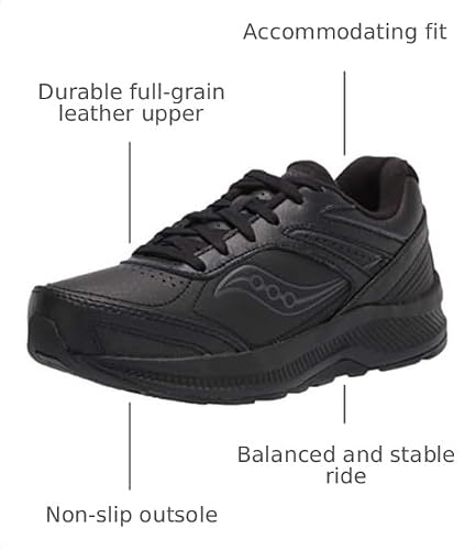 Saucony Women's Echelon Walker 3 Walking Shoes, Black, 8 Wide