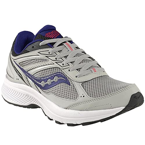 Saucony Women's Cohesion 14 Road Running Shoe, Grey/Purple, 7