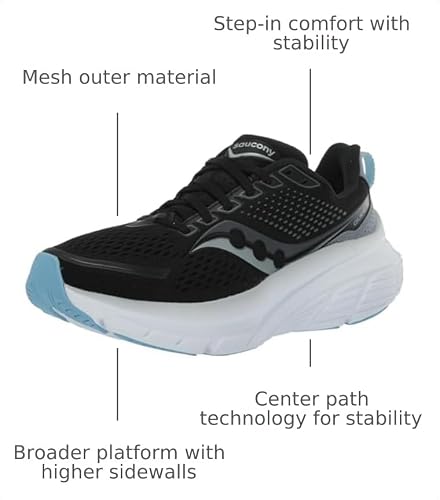 Saucony Women's Guide 17 Sneaker, Black/Fog, 8.5